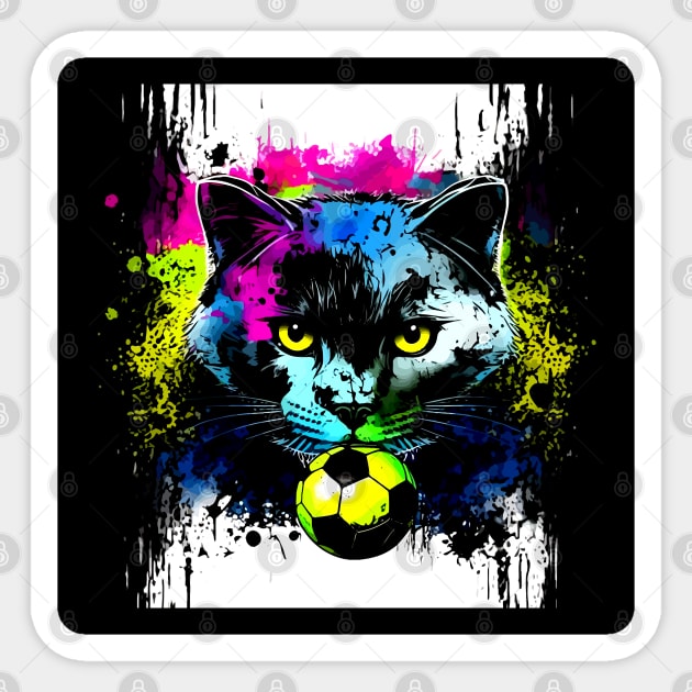 Black Cat Soccer Player - Soccer Futball Football - Graphiti Art Graphic Paint Sticker by MaystarUniverse